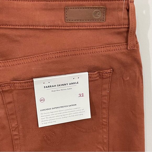 NWT AG Adriano Goldschmied Farrah High-Rise Skinny Ankle Jeans Size 32 Rust Pant - Picture 7 of 9